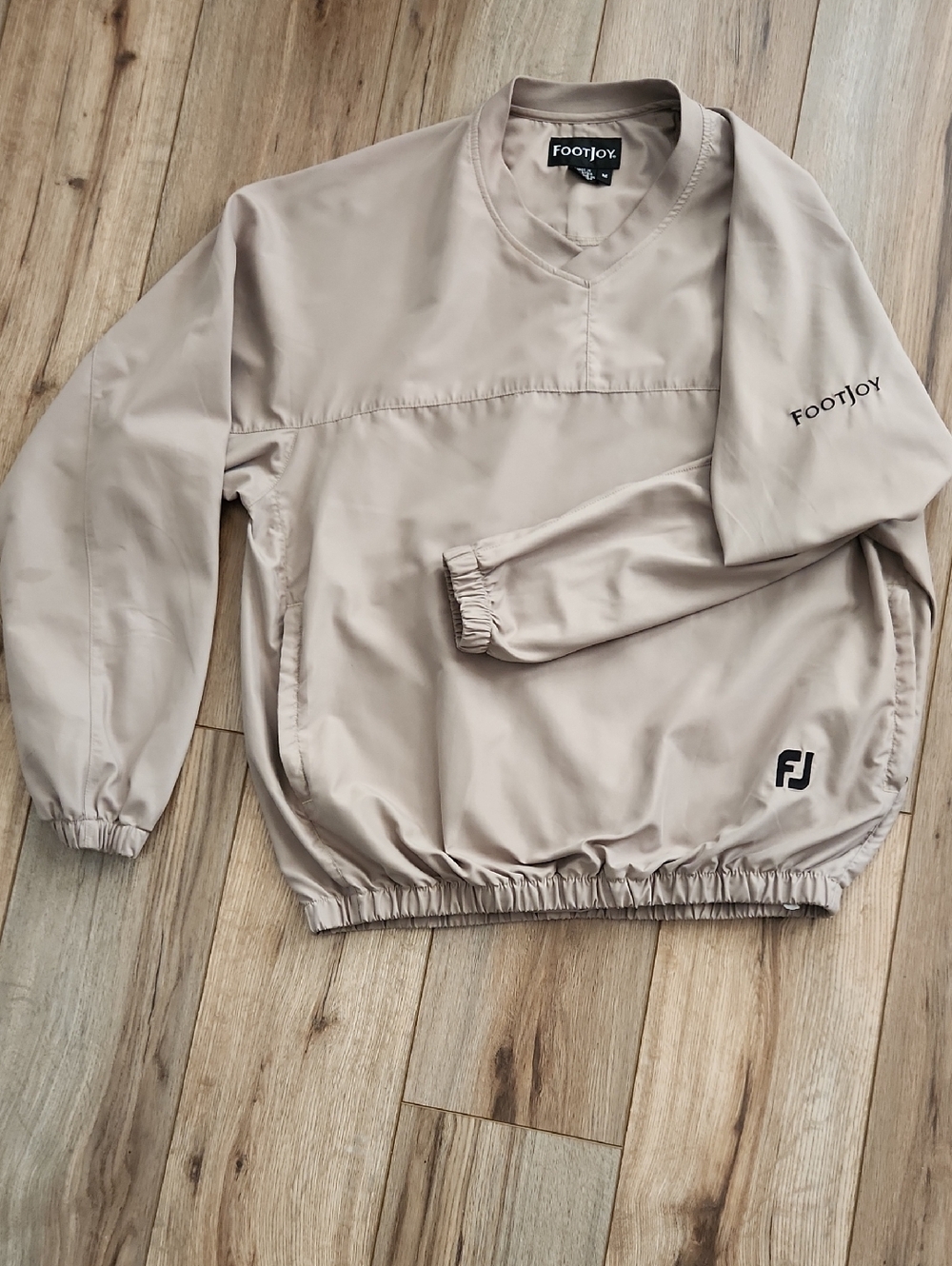 FootJoy V-Neck Pullover Golf Long Sleeve Windshirt Jacket Khaki Men's Size M/L